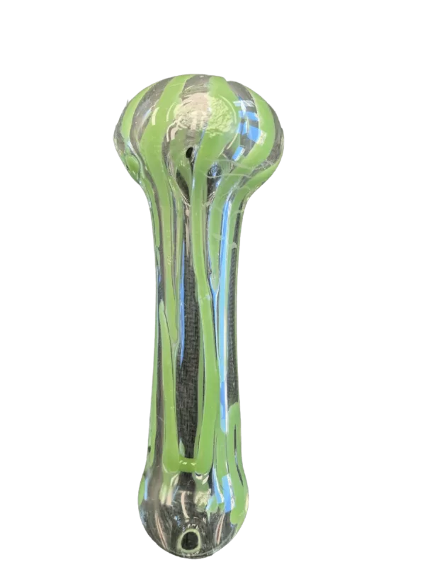 Smooth, shiny green and white swirled glass spoon handle - RRR16.