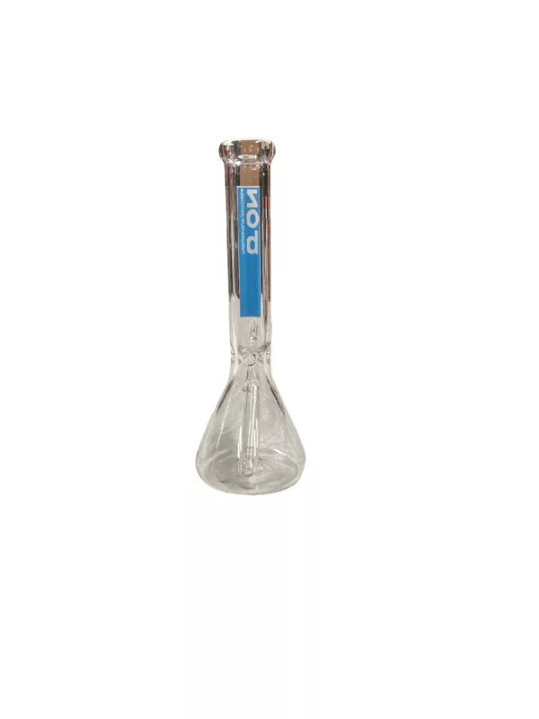 Glass smoking pipe with small beaker on top and large tube on bottom. Clean, clear base. ZOB Waterpipe - HFZOB01.