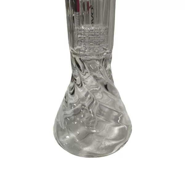 Clear glass vase with swirled design on white background - CCWPC186.