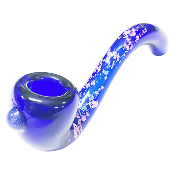Unique blue glass pipe with spiral twist design, large bowl for long sessions, and comfortable grip. Perfect for tobacco or herbal blends.