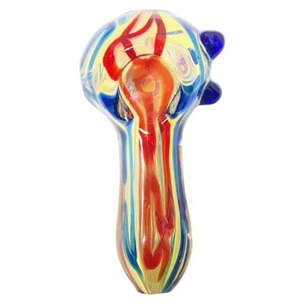 Hand-blown glass smoking pipe with multicolored, wavy design and smooth finish - MLWSC1022.