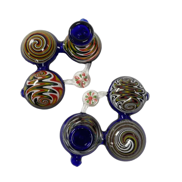Trippy swirl pattern of blue, green, and pink glass pieces in different shapes and sizes - MLWYK022.