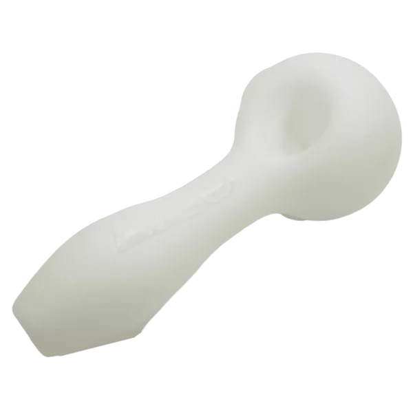 White plastic spoon with snake-like design, long handle, and ridged grip. Perfect for serving food.